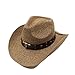 Produktbild Fenghezhanouzhou New Hollow Western Cowboy Hut Cowgirl Jazz Reiter Cap Sommer Sombrero Beach Sonnenhut Punk Tauren (Farbe : Brown, Größe : 58 cm)