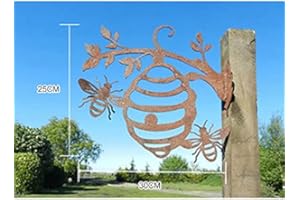 VALINK Ul pszczoła dekoracja ogrodowa żelazne sylwetki, ozdoba z motywem drzewa, dekoracja pszczół, metalowa sztuka ogrodowa, rzeźba 3D, ozdoba, dekoracja ogrodowa, dekoracja zewnętrzna