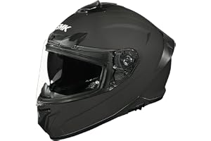 SMK Typhoon Solid ISI ECE & DOT Certified Full Face Dual Visor Helmet for Men and Women with Antifog Pinlock 30 Fitted Clear and Inner Sun Visor ( MATT Black - L )