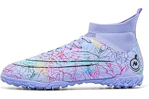 Hmhnsya Chaussures De Football D'entraînement Professionnel pour Hommes Chaussures De Football À Cheville Haute pour Jeux D'intérieur Et D'extérieur Baskets Unisexes pour Enfants