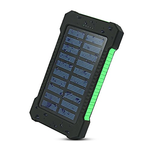 Cargador Solar 15000mAh  Iyowin Bater  a Externa Solar PowerBank Panel 2 Puerto USB con 9 LED Luz L  mpara  Solar Charger Port  til a prueba de Golpes Polvo Agua compatible iPhone iPad Samsung Android-tel  fonos m  viles Smartphone y tablet - Verde