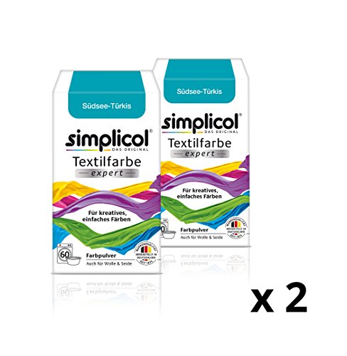 Simplicol Textilfarbe expert Für kreatives, einfaches Färben - 1741 - "Südsee-Türkis" - Neu! - 2er-Pack