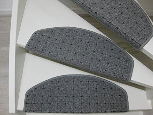 Carpet stair pads/treads Thassos 65 x 28 cm grey,red ,beige ,light brown (Grey)