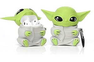 YIGEYI Silikonowe etui Kompatybilne z Airpods 1 i 2 Funny Cute 3D Cartoon Cover [Yoda Alien] (Szary)