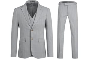 Allthemen Completo da Uomo 3 Pezzi Abito a Righe Slim Fit Suit Uomo Tuto per Matrimonio d'Affari