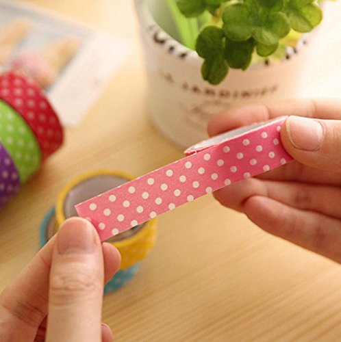 Sannysis   8pcs DIY encaje satinado cinta decorativa  Cinta de dibujos animados etiqueta de papel Dots