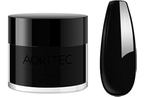 Aokitec Polvere per Immersione Classic Black, Dipping Powder per Unghie Nail Art Starter Manicure Salone Fai da Te a Casa，Inodore a Lunga Durata, Senza Polimerizzazione con Lampada, 1 Oz