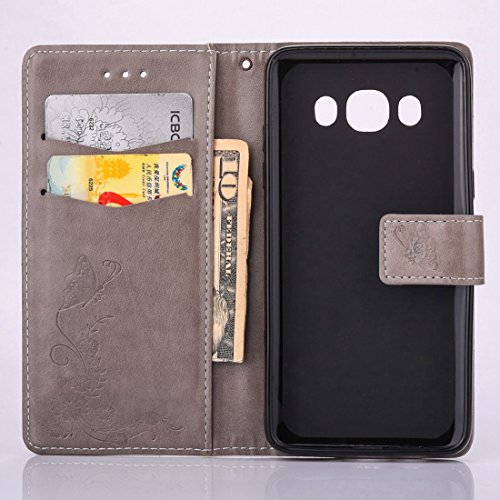 Wallet Fall für Samsung Galaxy J5 2016-beddouuk Elegantes gepresst Butterfly Flower Design Folio PU Leder Flip Schutzhülle mit Standfunktion und Kartenhalter für Samsung Galaxy J5 2016 - 2