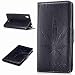 Produktbild Schutzhülle Für Sony Xperia T3 Style (5.3 zoll) , pinlu® Handyhülle Hohe Qualität PU Ledertasche Brieftasche Mit Stand Function Innenschlitzen Design Ahornblätter Muster Schwarz