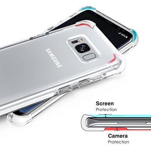 MoKo Samsung Galaxy S8 Funda - Flexible Case de Amortiguaci  n TPU de Choque-Absorci  n con Anti-ara  azos Transparente Duro Back Cover para Samsung Galaxy S8 2017 5 8 Pulgadas  Blanco