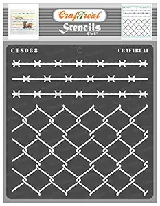 CrafTreat Mesh Pattern Stencil for Painting on Canvas - Wire Fence Stencil - Size: 6X6 Inches (2 Pcs)- Diamond Pattern Stencil for Craft and Art - Pattern Stencils for Furniture Painting