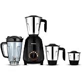 Bajaj Rex Dlx Ninja Series 4 Jar 750W Mixer Grinder | DuraCut Blades | 4 Stainless Steel Mixer Jars | Dry & Wet Grinding | 2 Yrs Warranty 【Black/Brown