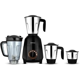 Bajaj Rex Dlx Ninja Series 4 Jar 750W Mixer Grinder | DuraCut Blades | 4 Stainless Steel Mixer Jars | Dry & Wet Grinding | 2 Yrs Warranty 【Black/Choco