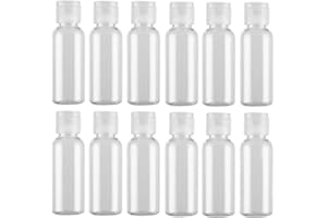 ERICOTRY 12 STÜCKE Leere Durchsichtigen Kunststoff Probe Flasche Reisebehälter Glas Topf mit Flip Deckel Perfekt für Make-Up Emollient Wasser Duschgel Emulsion Flüssigkeit Comestic Containern (30ml)