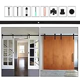 304cm/10FT Rail porte coulissante,Quincailleri Kit de Rail pour Porte Coulissante,double porte coulissante,Noir