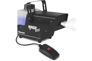 beamz Rage600I Smoke Machine, 600W Compact Thermostatic Party Fogger System with 500ml Fluid Tank and Wired Remote Control for DJs, Discos, Events and Small Venues