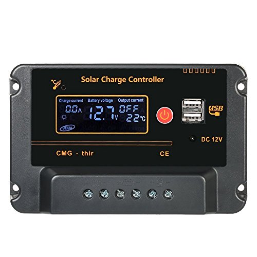 Anself Solar Panel Regler Laderegler 12V/24V 30A PWM mit 2 USB und LCD Display