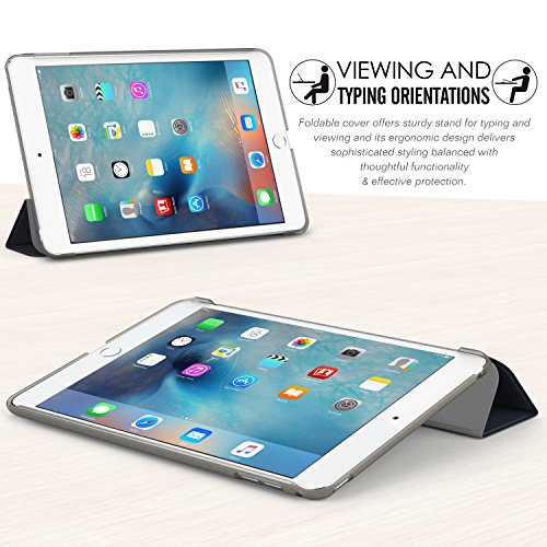 MoKo Hülle für iPad Mini 4 – PU Leder Tasche Schutzhülle Schale Smart Case mit Translucent Rücken Deckel, mit Auto Schlaf / Wach Funktion und Stanfunktion für Apple iPad Mini 4 2015 Genaration 7.9 Zoll IOS Tablet, Space Grau - 4