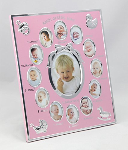 My First Year Bilderrahmen Mein erstes Jahr Baby Galerie für 13 Fotos Collage: Farbe: Rosa