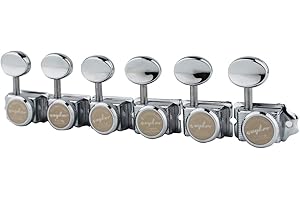 Guyker Lot de 6 mécaniques de verrouillage de guitare vintage en ligne - Mécaniques de verrouillage pour guitare électrique, folk ou acoustique de style ST TL - Chromé