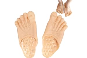Halloween Giant Feet Slippers FaJoek Halloween Monster Feet Slippers Unisex Funny Naked Feet Slippers Caveman Feet Halloween Cosplay Costume Props Party Accessories (Skin Colour)