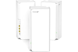 ‎TENDA Tenda Nova MX21-Pro Mesh WLAN Wi-Fi 6E System, AXE5700 Tri-Band (obsługuje pasmo 6G) Mesh WiFi Repeater i router kompatybilny z Amazon Alexa. Zasięg do 680 m² i 200 urządzeń, 9 x port Gigabit