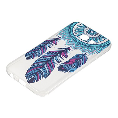 FESELE Transparent Handyhülle für [Samsung Galaxy A3 2017] Silikonhülle, Bunt Gemalt Samsung Galaxy A3 2017 Durchsichtig Ultradünn Silikon Crystal Case Weicher Gel TPU Schutzhülle Cover klar Rückseite Schutz Hülle Stoßdämpfung Kratzfeste Bumper Etui für Samsung Galaxy A3 2017 Traumfänger und Feder + Blau Eingabestift Stylus Touch Pen - 3
