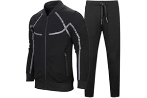 FTCayanz Survêtement Homme Ensemble Blouson et Pantalon Jogging Casual Veste Zipper Sweat 2 Pièces Sports Suit S-XXL