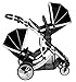 DUELLETTE 21 BS Twin Double Pushchair Tandem Stroller buggy 2 seat units, compatible with Kidz Kargo safety Pod Car seat OR maxi cosi clips or Britax Baby safety Car seat. (sold separately) 2 Free Fizzy Blue footmuffs 2 Free rain covers Black Midnight/Silver chassis and Fizzy Blue Footmuffs. Ideal for Twins or Baby and Toddler