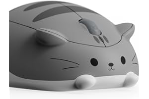 Akko Niedliche kabellose Maus mit Katzenmotiv, Gaming-Maus, Tri-Mode-Verbindung Bluetooth 3.0/5.0/2.4G USB-A-Empfänger, leiser klick, niedliche kabellose Cartoon-Mäuse für Laptop/PC (Grau Mimo)