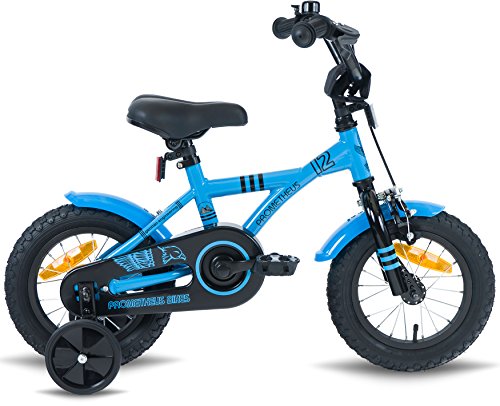 PROMETHEUS Kinderfahrrad 12 Zoll Jungen in Blau & Schwarz mit Stützrädern | Seitenzugbremse und Rücktrittbremse | ab 3 Jahren | 12″ BMX Edition 2017 - 3