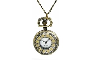 Tomedeks Reloj de Bolsillo con números de Cuarzo y Collar de aleación,con números Romanos y arábigos,Pequeño Reloj de Bolsillo Vintage con Caja de Regalo y Cadena para Mujer