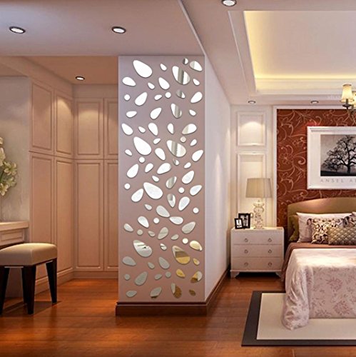 Kingko® 12st DIY Abnehmbarer 3D-Spiegel-Acrylwand -Aufkleber-Abziehbild-Hauptdekor -Kunst (Silber)