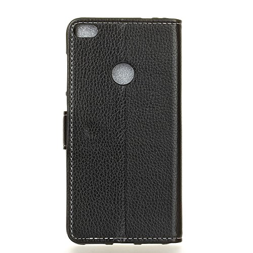 QUENJOY® UltraSlim Case Hülle für Huawei P8 Lite 2017,Dünnes Flip Cover Swivel Holster Handy Tasche mit Kartenfach und Ständerfunktion für Huawei P8 Lite 2017 (5,2 Zoll) Etui in Schwarz - 2