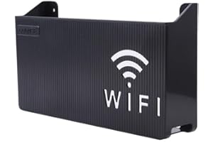 Jieddey Black Wireless Router Wifi Storage Box, Wall Mount Router Shelf, Dust Resistant, Home & Office Use
