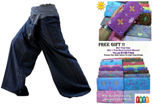 SUWARENE Zenza Fashion ST** 2 TONE COTTON STRIPE Thai Fisherman Pants Yoga Trousers FREE SIZE **ON SELL WITH COMPLEMENTARY **