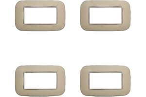 ZOREI 4 Pezzi Placche Compatibile Con Bticino Axolute, Modello Orbis Serie Ovale (4 Moduli / Posti, Sabbia)