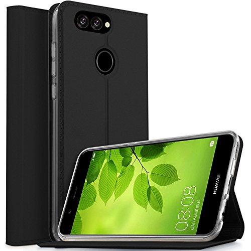 Huawei Nova 2 HÃ¼lle KuGi Huawei Nova 2 Flip Bookstyle Kompletter Schutz Mit Magnetverschluss und Standfunktion Tasche Etui Cover Case SchutzhÃ¼lle fÃ¼r Huawei Nova 2 Smartphone (Schwarz)