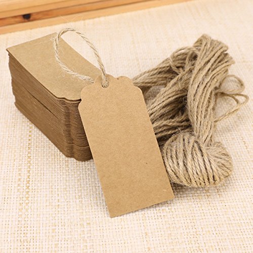 100 braune Kraft Papieranhänger Geschenk Preis Party Hochzeit Etiketten [version:x8.3] by DELIAWINTERFEL - 3