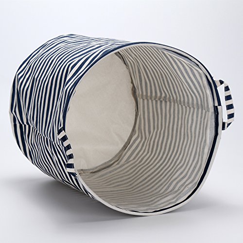 Sea Team Waterproof Coating Ramie Cotton Fabric Folding Laundry Hamper, Storage Basket,L - 3