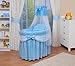 WALDIN Baby wicker cradle, Moses basket, 4 colours available,blue