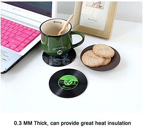 Untersetzer Glasuntersetzer Tasse Getränke Matte Coasters Placemats Retro Record Vinyl Schallplatten Design Set Rutschfest Isoliert - 5