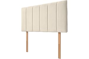 Kiswa collection Lined Bed Headboard | Plush Velvet Upholstered Headboard 20’’ Height | Extra Padded Lined with Wooden Struts for Divan Beds, Bedroom Furniture (Cream, 3ft Single)