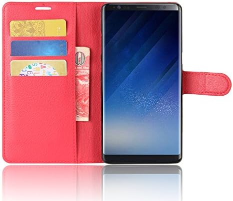 Rockwey® Samsung Galaxy Note8 mobile phone sets,TPU+PU leather cover flip cover card wallet Anti-scratch,anti-skid(Red)