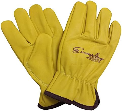Heavy Duty Goatskin Leather Work Gloves for Men and Women. General Purpose Utility, Driver, Rigger, Safety, and Gardening Gloves (Extra Small, Yellow)