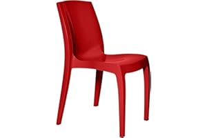 4 FRONT FURNITURE 1 x Chair Red Gloss, Stackable, Recyclable, Strong, Made in UK, Durable, Stylish, Comfortable, UV Resistant | Kitchen, Living, Dining, Office, Outdoor, Café, Restaurant, College, Hotel