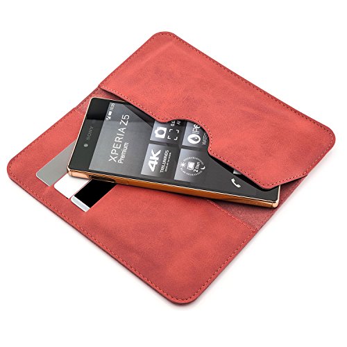 Saxonia Edle Tasche Etui Portemonnaie Premium HÃ¼lle Universal fÃ¼r Smartphones von 4 bis 5.5 Zoll wie Apple iPhone X 6 6S 7 8 (+ Plus) / Samsung Galaxy S8 (Plus), S5 (Neo) S6 / S7 (+Edge) J5 A5 (2016) Sony Xperia / Huawei / Motorola Moto G / HTC / LG und viele mehr, Rot