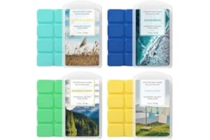 DERDUFT Scented Soy Wax Melts 4 Pack, Fragrance for Wax Melt Candle Warmer, Scent of Fresh Linen, Ocean Breeze, Winds in Summer, Bohemian Forest