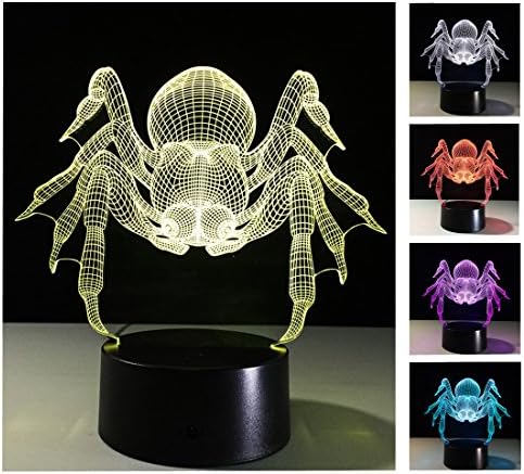 3D Nightlights, 7 Colors Change Touch Control Night Lamp, Best Gift for Friends Children（spider）