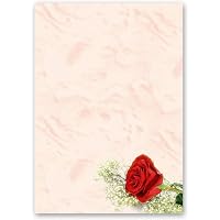 Briefpapier BACCARA ROSEN – 20 Blatt DIN A4 Mit Blumen-Motiv Für Hochzeit & Liebesbriefe